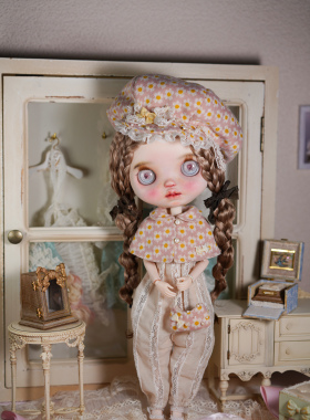 Blythe小布ob24 ob22粉樱茶语“娃衣洋装套装贝雷帽新款