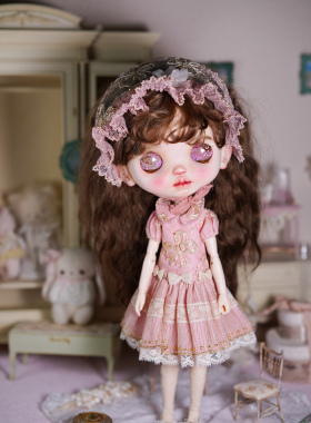 blythe小布娃衣6分bjd小头“蝶舞”蕾丝洋装套装衣服 ob22ob24