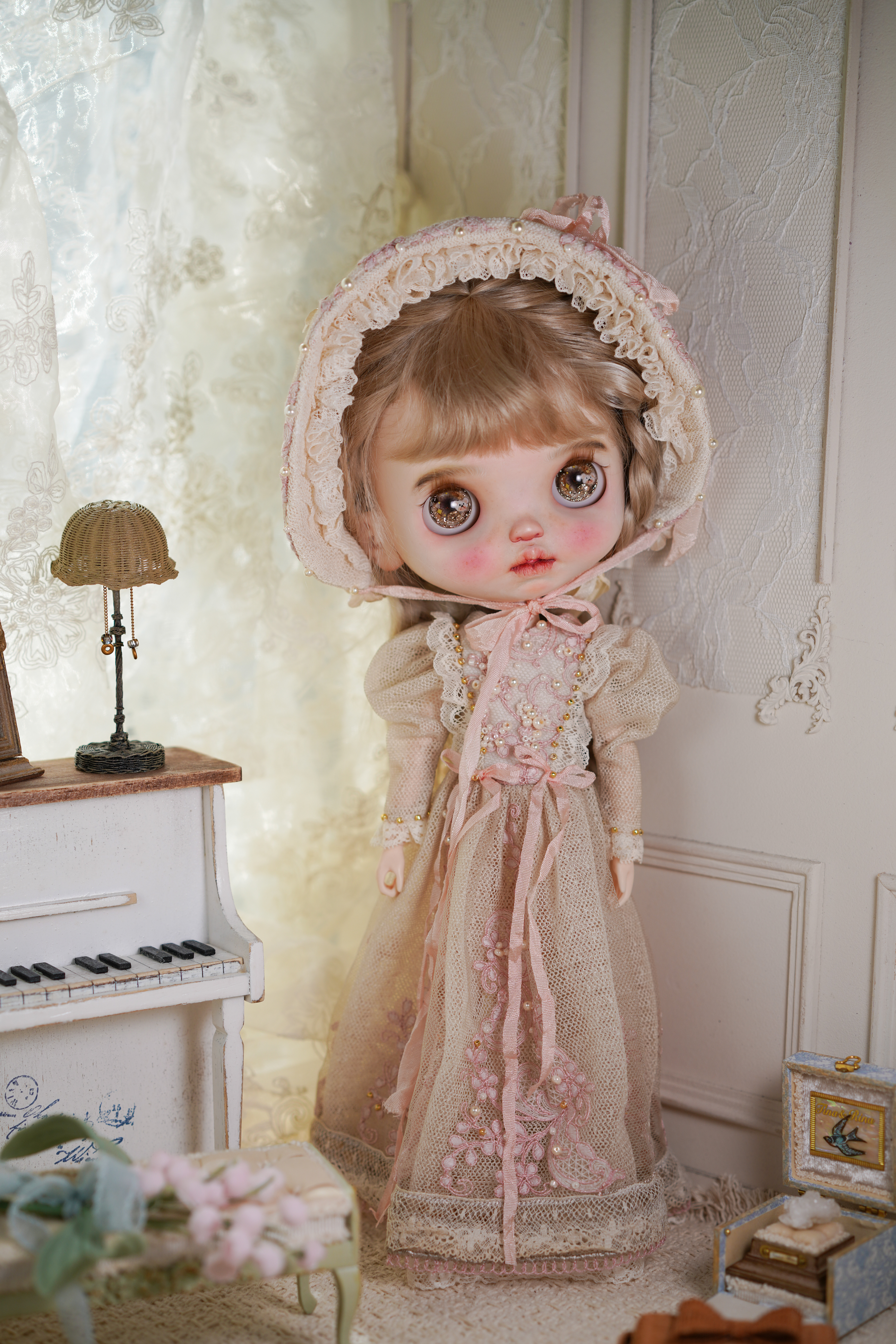blythe小布娃衣洋装“初开的海棠”ob22ob24蓝豆豆6分小头