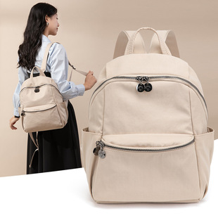 双肩包女新款时尚百搭大容量牛津布帆布全布防水轻便大学生背包女