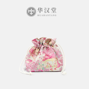 华汉堂·【小福袋】非遗新中式国风香云纱抽绳手拎单肩斜挎女包