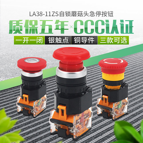 LA38-11ZS急停按钮开关 电源启动停止 自锁紧急开关 22mm箭头STOP - 封面