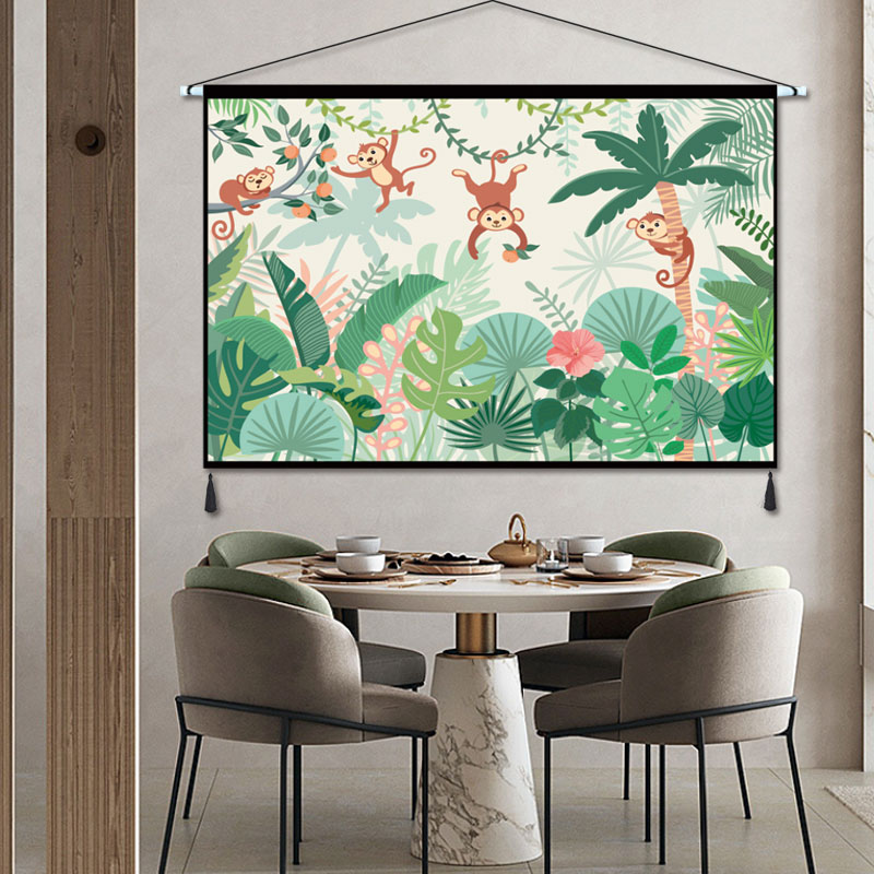 小清新绿植现代布艺挂画卧室床头挂布森系北欧装饰画挂毯墙面壁画图片