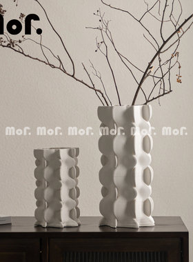 墨非 现代轻奢高级感创意几何形不规则白色花瓶摆件客厅软装摆件