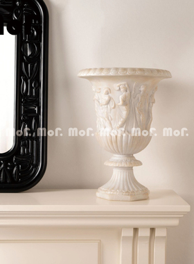 墨非 法式复古罗马人物浮雕客厅插花桌面摆件别墅高级艺术软装