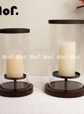 墨非 中古风玻璃氛围感烛台装饰样板间客厅餐厅烛台装饰桌面摆件