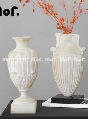 墨非 侘寂风仿玉石高级感花器摆件样板房售楼处客厅玄关电视柜