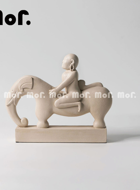 墨非 新中式侘寂风中古艺术摆件样板间客厅书房茶几桌面软装饰品