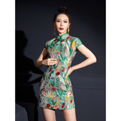 手工改良少女修身 扶郎2024原创定制中国风提花 春光 复古短旗袍裙