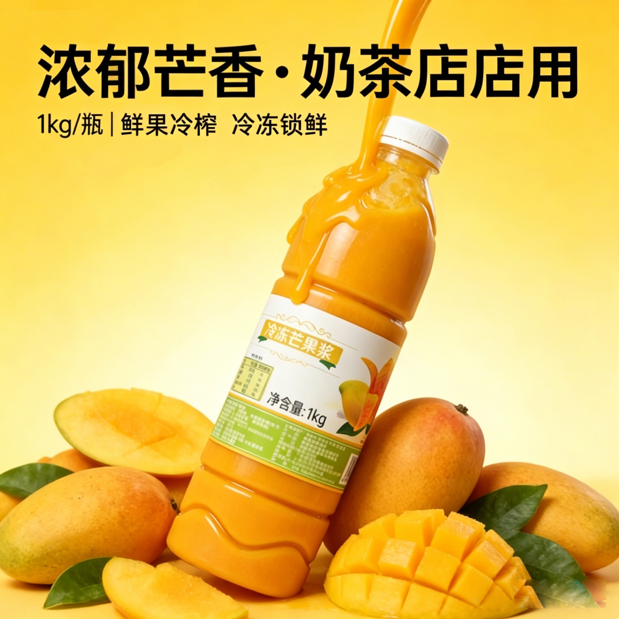 产地冷冻芒果汁直供瓶装浆热卖杨枝甘露配料鲜榨饮品奶茶原料2斤