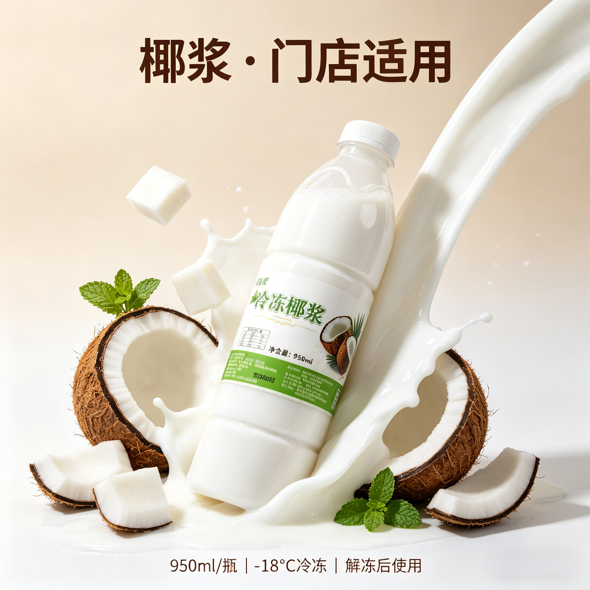 3瓶产地杀菌冷冻椰浆新鲜椰子水冷冻椰子原汁生椰乳奶茶批发饮品