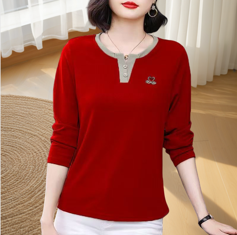 春秋宽松2025新款打底女装洋气妈妈长袖T恤显瘦时尚上衣女士