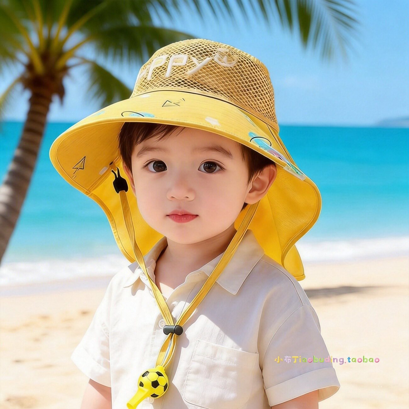 夏季儿童大檐披肩空顶防晒帽