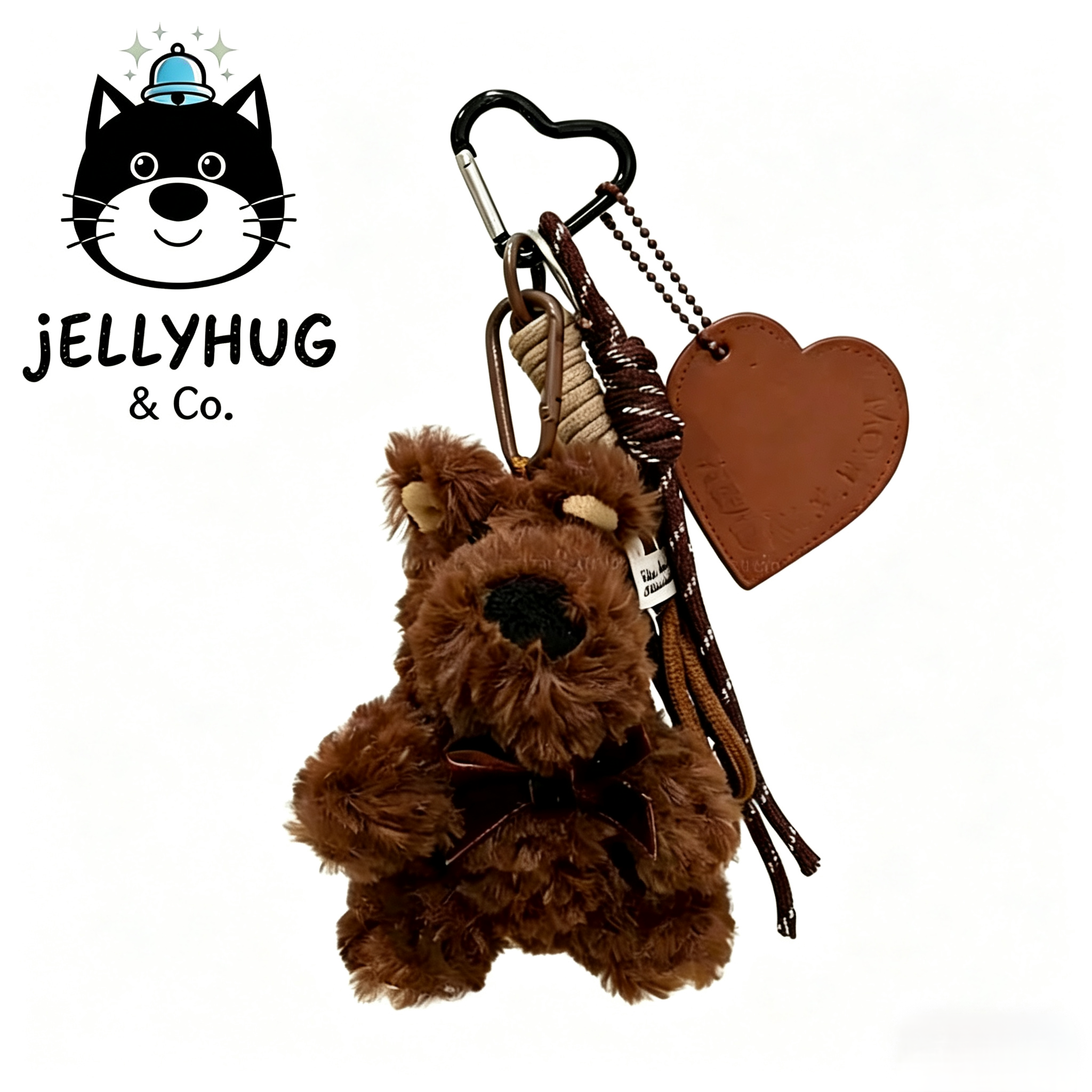 英国JELLYHUG棕色西高地小狗挂件可爱毛绒钥匙扣包包挂饰情侣礼物