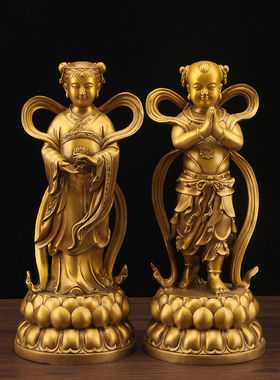 纯铜金童玉女摆件善财童
