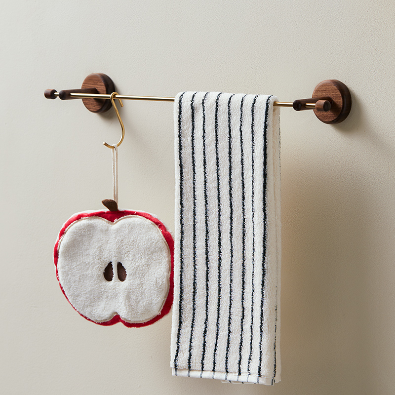 北美黑胡桃木毛巾挂杆免打孔实木