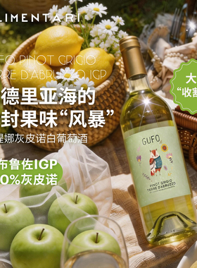 Alimentari堪缇娜GUFO100%灰皮诺白葡萄酒干型 750ml 阿布鲁佐IGP
