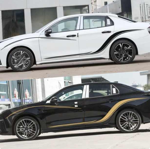 适用于领克03+车贴拉花 07EM-P改装车身装饰运动腰线彩条贴纸花