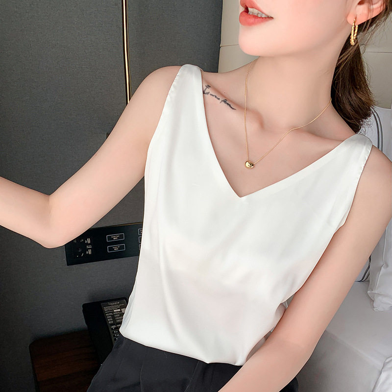 丝绸吊带背心女内搭夏季V