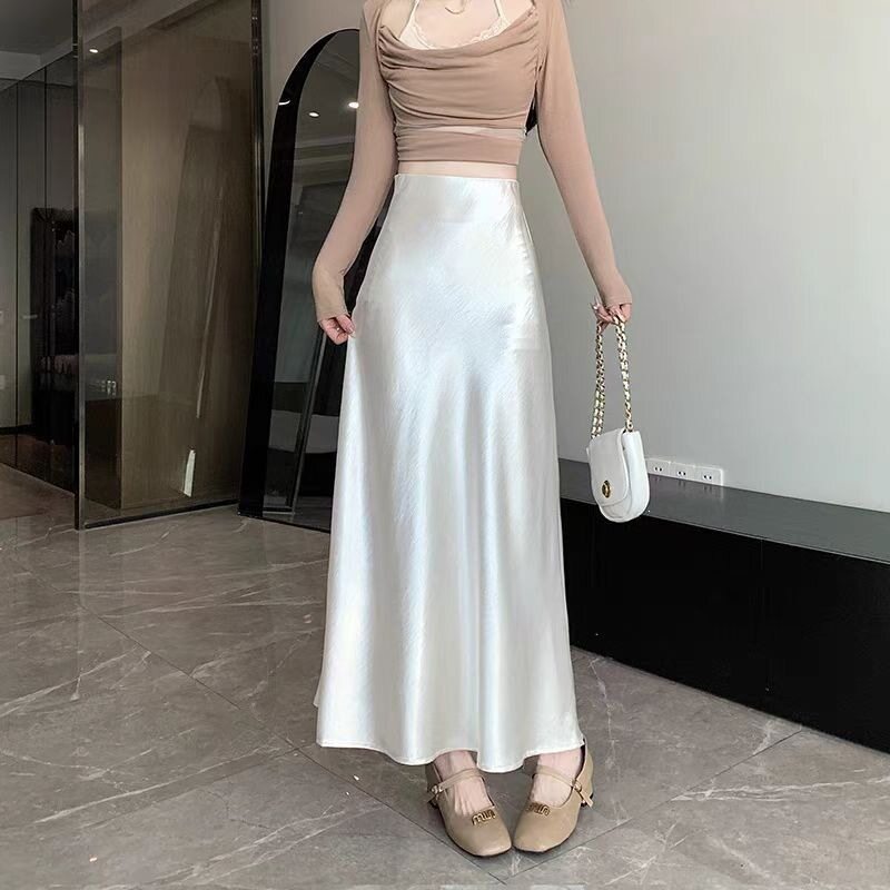 醋酸缎面半身裙女秋季新