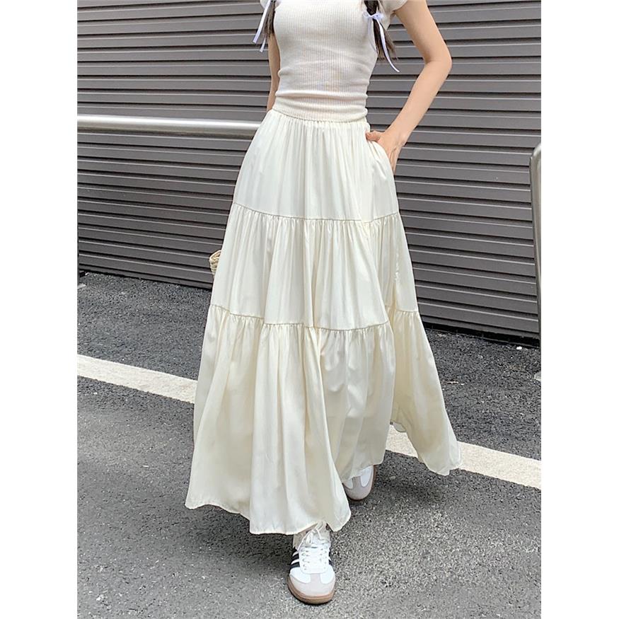 白色拼接半身裙女夏春季2