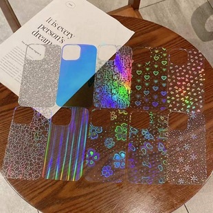 iPhone17ProMax透明镭射16E适用iPhone15Plus苹果14手机壳13贝壳纹白彩色12Mini卡纸11咕咔XR打底垫片膜细闪8
