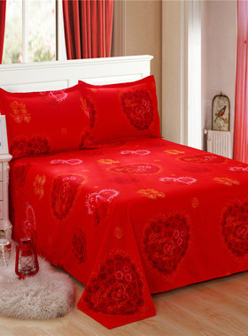 红色床单单件结婚喜庆婚礼1.5m双人1.8*2.0加大加厚3米炕单订制做