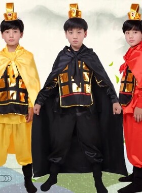 儿童古代士兵服装男童女孩花木兰演出服古装盔甲戏曲将军表演服装