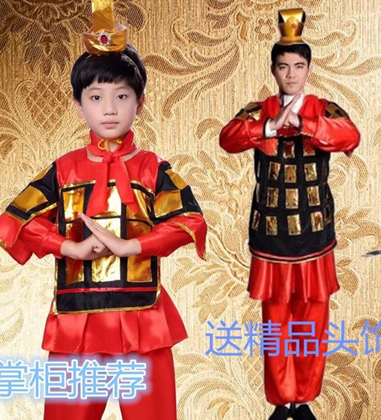 儿童古代士兵服装男童女孩花木兰演出服古装盔甲戏曲将军表演服装 童装/婴儿装/亲子装 儿童演出服 原图主图