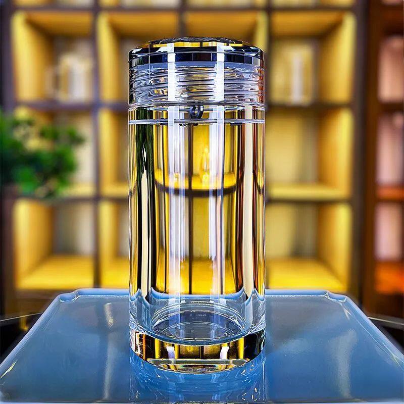 原矿水晶杯高档密封车载杯水晶玻璃杯带盖杯办公支持刻字定制送礼