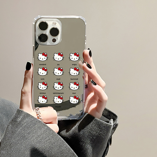 Lisa同款表情kt猫手机壳适用iPhone17pro max镜面苹果16pro13凯蒂猫OPPOReno14三星S25华为P80VIVOX300小米15