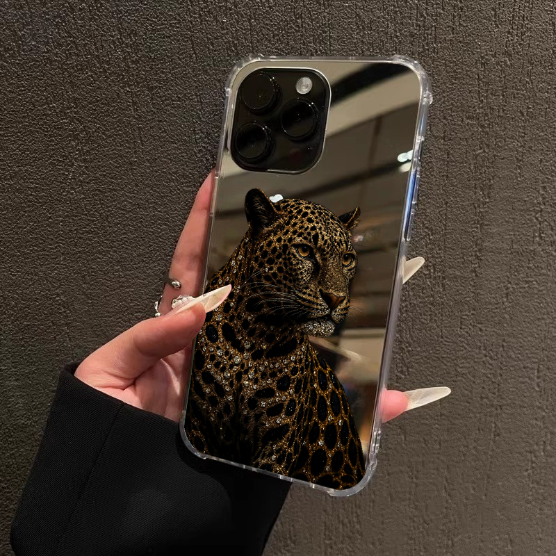 暗金钻豹镜面手机壳适用华为P80荣耀400金钱豹一加ACE3Mate60豹子苹果17暴富OPPOReno13VIVOS20小米14三星S25