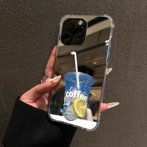 夏日柠檬冰杯镜面手机壳适用苹果iPhone17pro max苹果16pro咖啡13华为Mate70荣耀400小米13高级P80三星S25U
