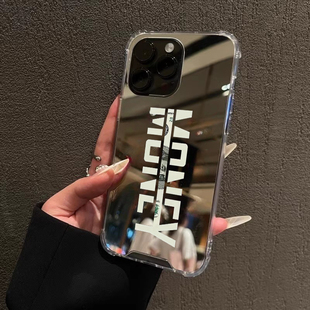 向钱看镜面手机壳适用iPhone16promax苹果17暴富镜子OPPOReno14美元MONEY三星S25华为P80荣耀90小米一加ACE3