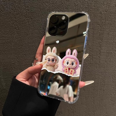来财labubu适用华为P70P50P40手机壳Mate60pro荣耀300可爱OPPO Reno14镜面VIVOS20X100小米14苹果13三星S25