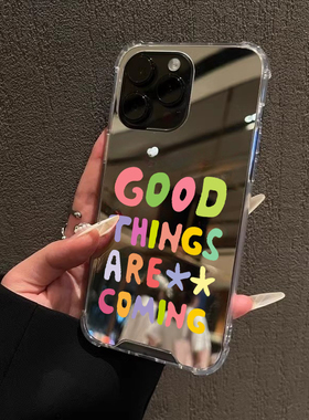 彩色好事将近镜面手机壳适用华为P70P80英文字母一加ACE3Mate60pro苹果17proOPPOReno13VIVOS20小米14三星S25