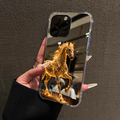 黄金宝马镜面手机壳适用iPhone17pro max马年暴富苹果16proOPPOReno14三星S25情侣款 华为P80VIVOX300小米15