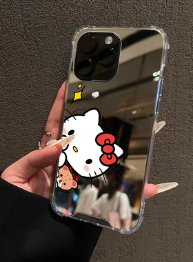 HelloKitty镜面手机壳适用华为P70P60P80一加ACE3kt猫Mate60凯蒂猫荣耀300OPPOReno1417VIVOS20小米15三星S25