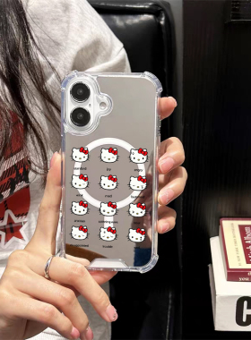 Lisa同款表情kt猫磁吸镜面手机壳适用苹果iPhone17pro max苹果16华为Mate70可爱小米15女1413P80三星S25Ulrat