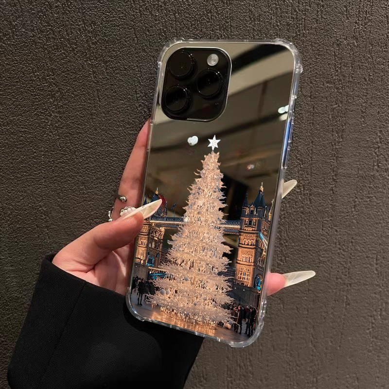 伦敦黄金圣诞树手机壳适用iPhone17pro max镜面苹果16pro浪漫13OPPOReno14美丽三星S25可爱华为P80VIVO小米15