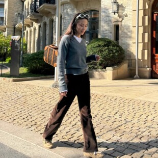 miu谬系复古灯芯绒高腰直筒阔腿休闲百搭女裤 26早春新款 INSIST