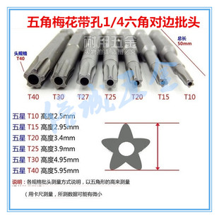 五角梅花带孔风批头1/4对边T10\T15\T20\T25\T27\T30\T40