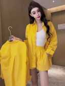 女夏季 套装 防晒衬衫 洋气减龄休闲衬衣 两件套 2025年新款 短裤 时尚