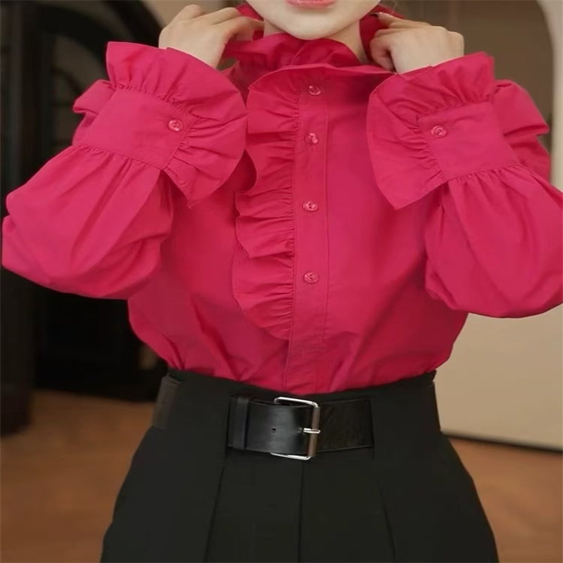 高级感温柔甜美上衣2025春新款气质女神范设计感别致长袖衬衫女