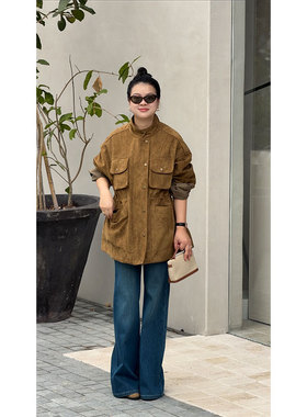 【惠姐私服】美式复古街头高级感口袋设计工装大衣夹克外套 85222