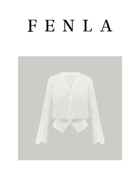 【惠姐私服】时髦小众设计蕾丝拼接袖针织开衫 83630