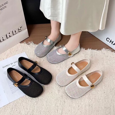 2026春季新款镂空编织鱼网半拖鞋一脚蹬懒人凉拖鞋女夏外穿C6996