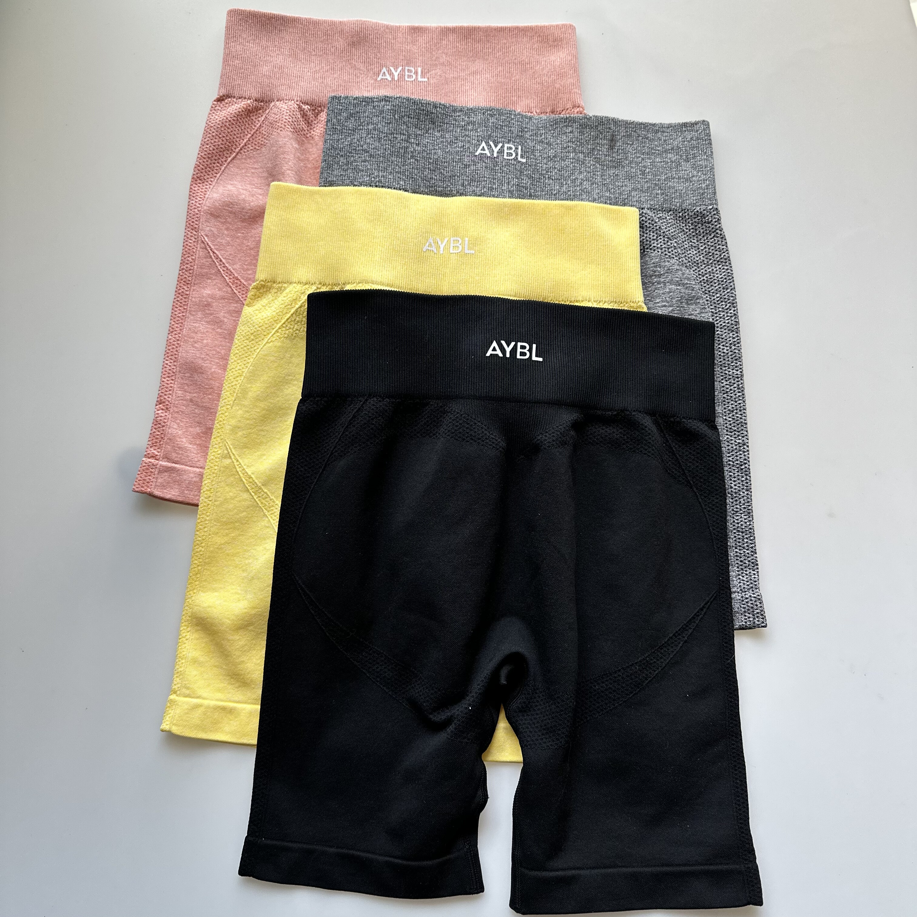 外贸原单AYBL高腰收腹弹力四分裤高压力健身跑步外穿短裤