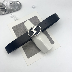 欧美新款小众闪电图形腰带适配牛仔裤裙子皮带个性设计感百搭男女