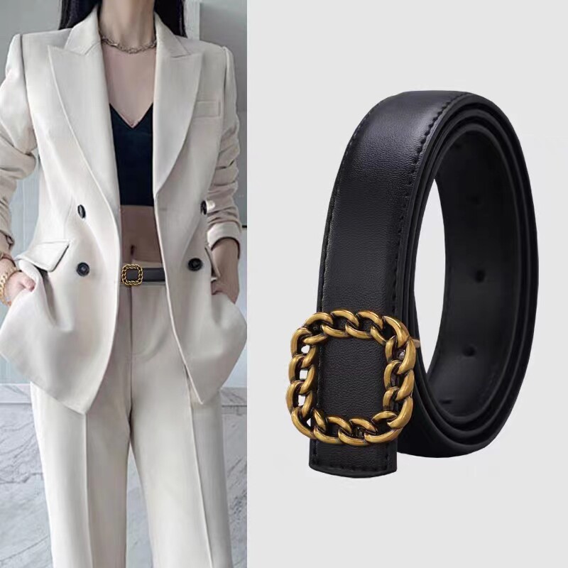 休闲腰带黑色学生小香风编织扣带